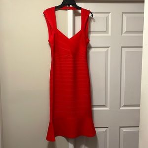 Herve Leger Sweetheart Flare Hem Bandage Dress